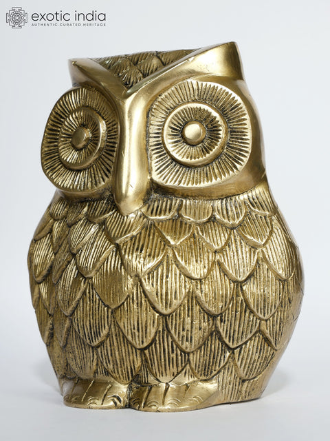 7" Brass Owl Statue | Table Decor