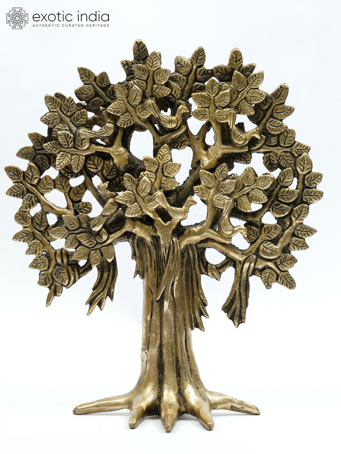 10" Brass Tree of Life Statue for Home Decor