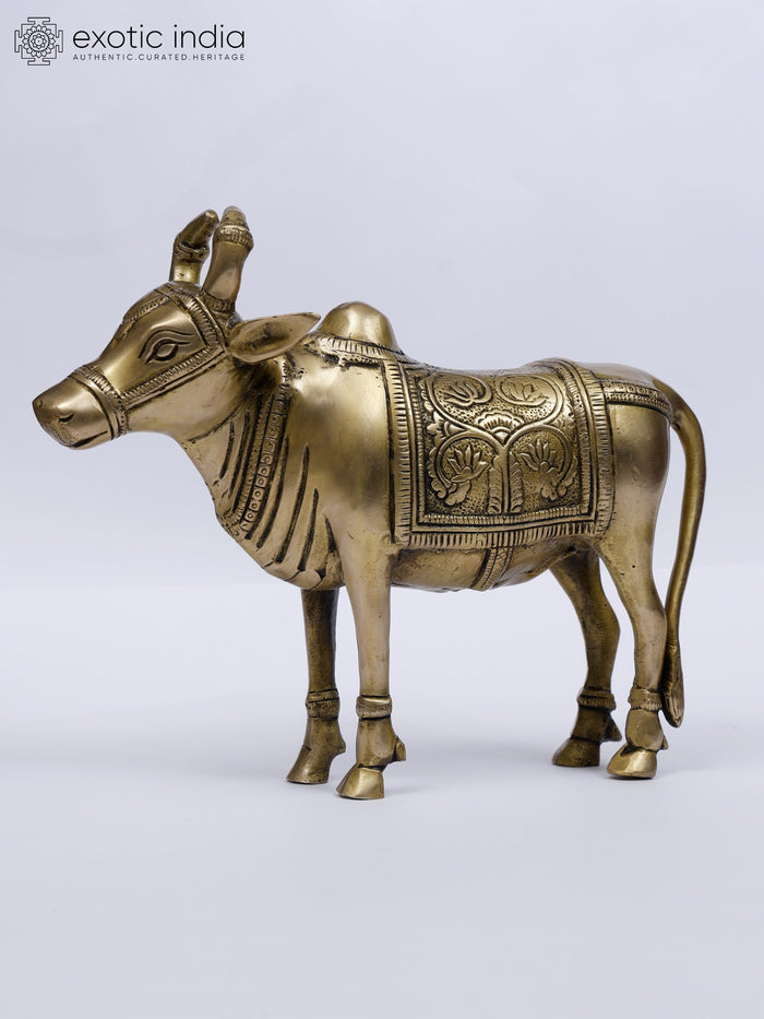 9" Standing Nandi Brass Statue - Vehicle of Lord Shiva