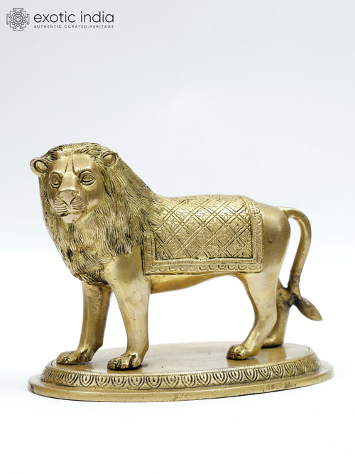 8" Brass Lion Statue for Home Decor
