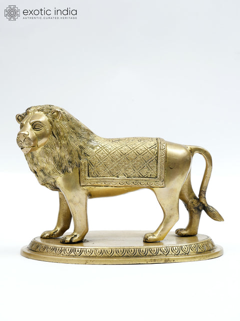 8" Brass Lion Figurine | Table Decor