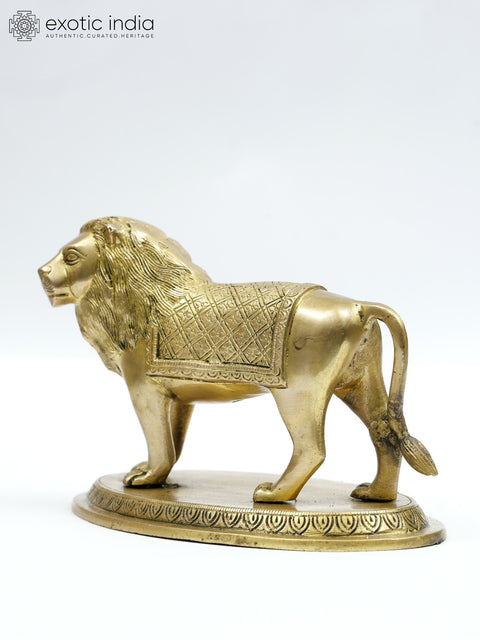 8" Brass Lion Figurine | Table Decor