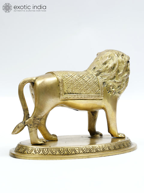 8" Brass Lion Figurine | Table Decor