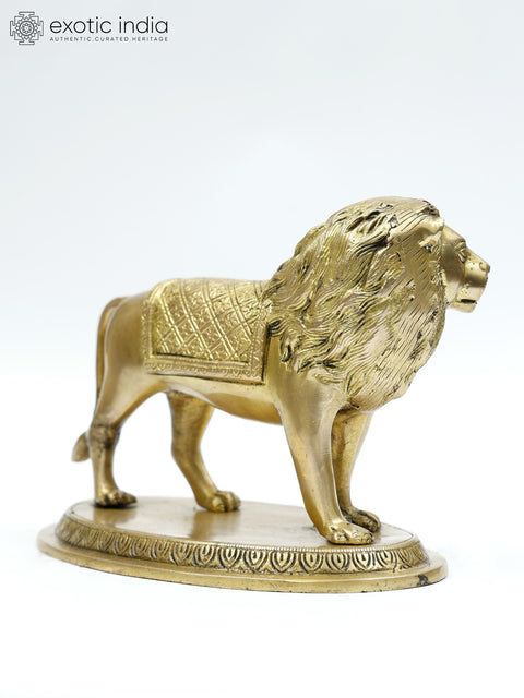8" Brass Lion Figurine | Table Decor