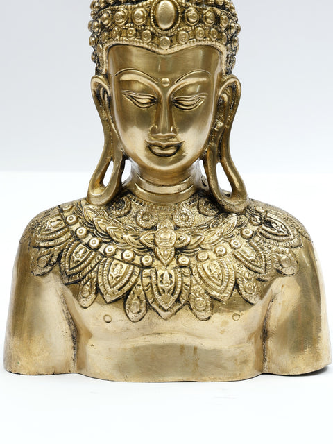 16" Lord Buddha Bust | Brass Statue