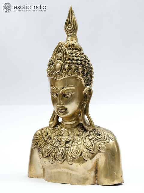 16" Lord Buddha Bust | Brass Statue