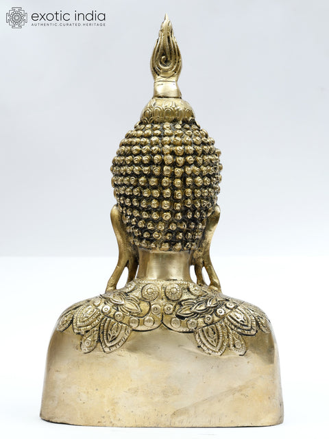 16" Lord Buddha Bust | Brass Statue