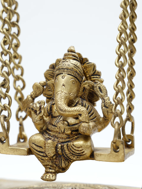 12" Chaturbhuja Lord Ganesha on Swing | Brass Statue