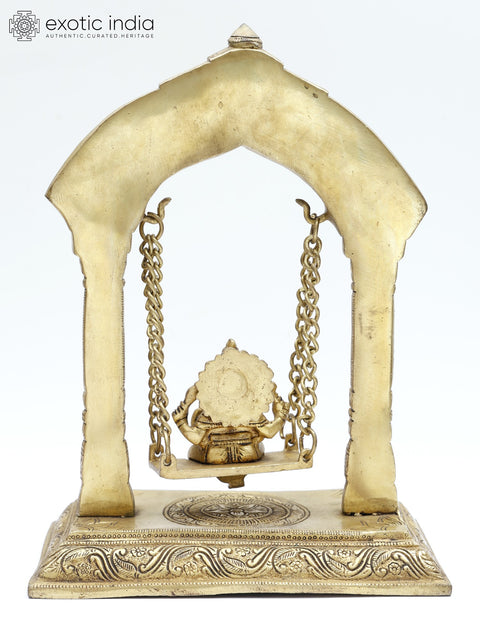12" Chaturbhuja Lord Ganesha on Swing | Brass Statue