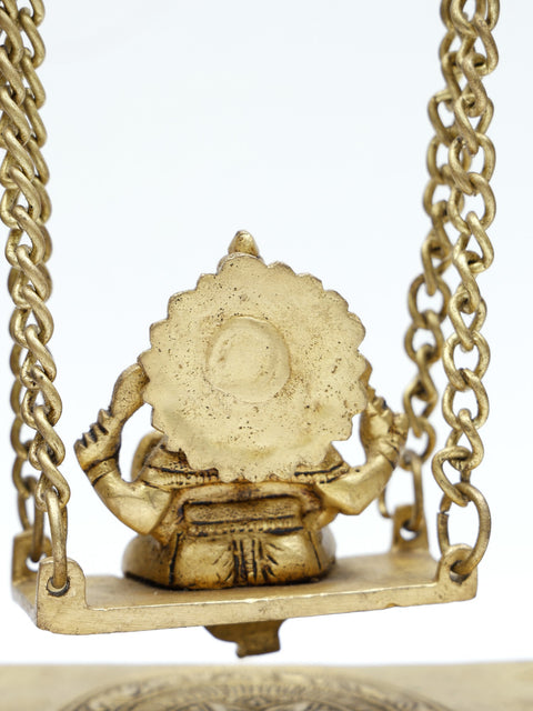 12" Chaturbhuja Lord Ganesha on Swing | Brass Statue