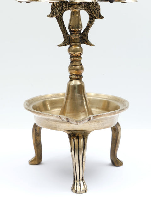 18" Designer Brass Urli with Bells and Diya