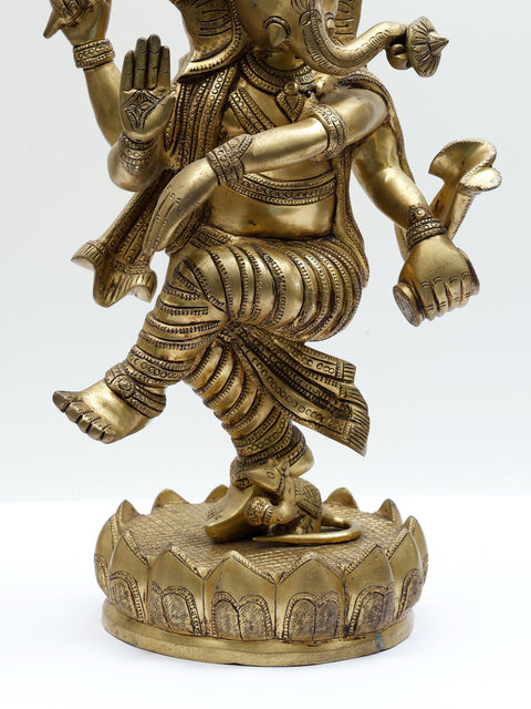 18" Dancing Lord Ganesha | Brass Statue