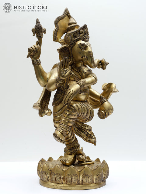 18" Dancing Lord Ganesha | Brass Statue