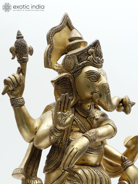 18" Dancing Lord Ganesha | Brass Statue