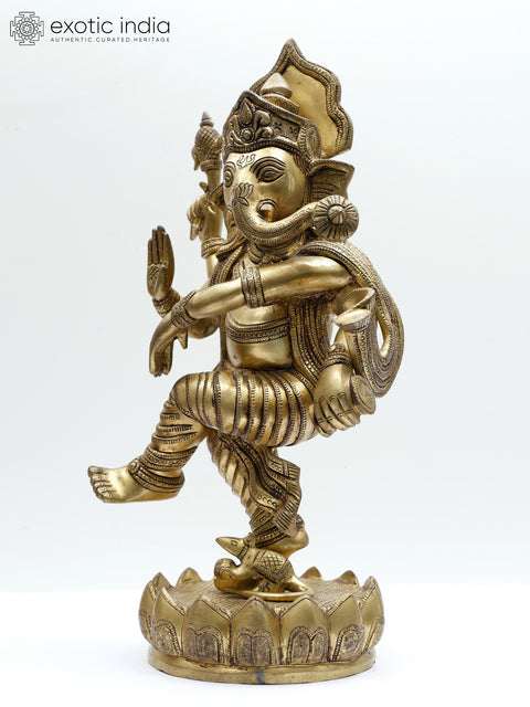 18" Dancing Lord Ganesha | Brass Statue