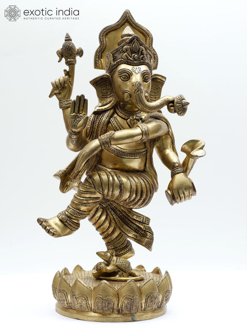 18" Dancing Lord Ganesha | Brass Statue