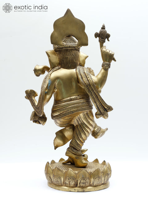 18" Dancing Lord Ganesha | Brass Statue