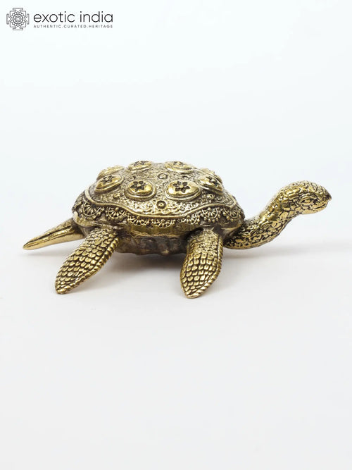 Small Vastu Tortoise Brass Statue for Home Decor