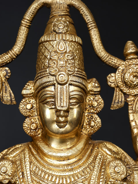 29" Tirupati Balaji (Venkateshvara) with Garuda and Hanuman | Brass Statue