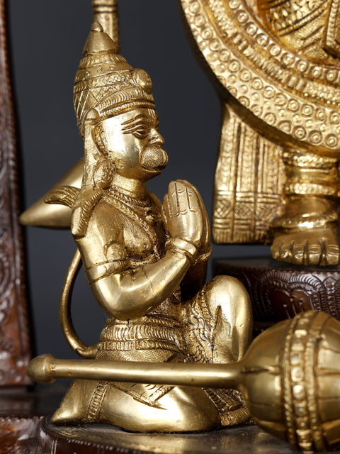 29" Tirupati Balaji (Venkateshvara) with Garuda and Hanuman | Brass Statue
