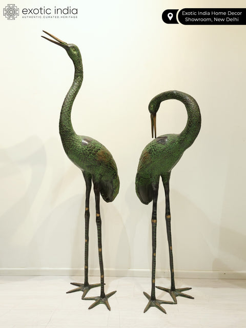 60" Large Pair of Herons | Brass Statues | Home Decor