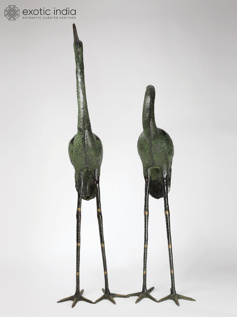 60" Large Pair of Herons | Brass Statues | Home Decor