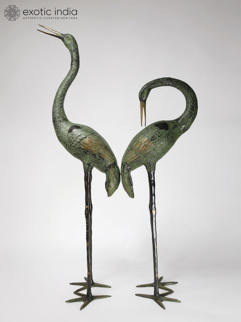 60" Large Pair of Herons | Brass Statues | Home Decor