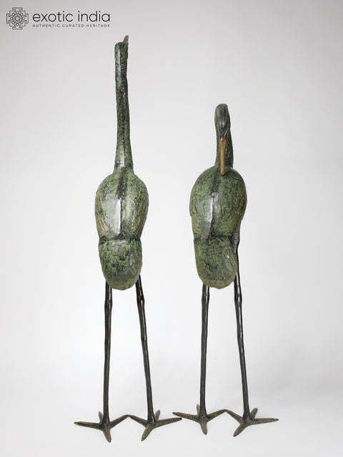 60" Large Pair of Herons | Brass Statues | Home Decor