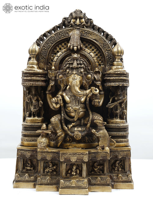 17" Brass Ganesha Temple Statue for Pooja