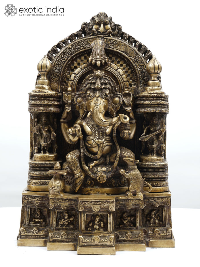 17" Brass Ganesha Temple Statue for Pooja