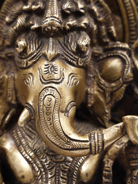 17" Temple Ganesha | Brass Statue