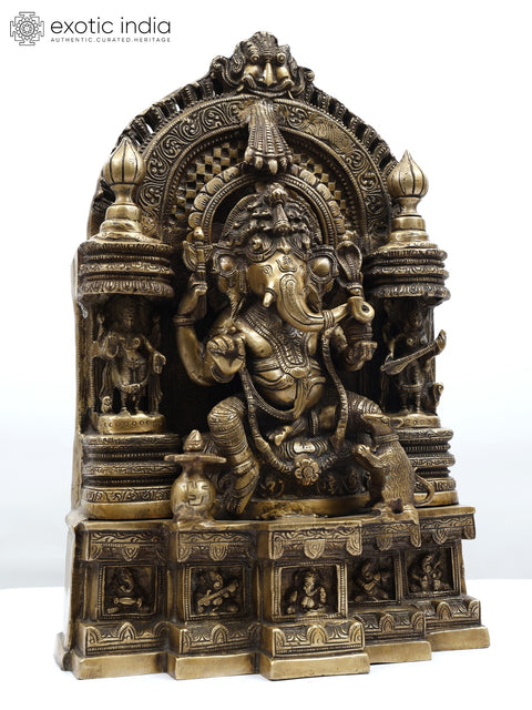 17" Temple Ganesha | Brass Statue
