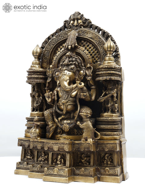 17" Temple Ganesha | Brass Statue