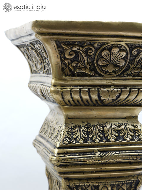 19" Designer Column Pedestal in Brass