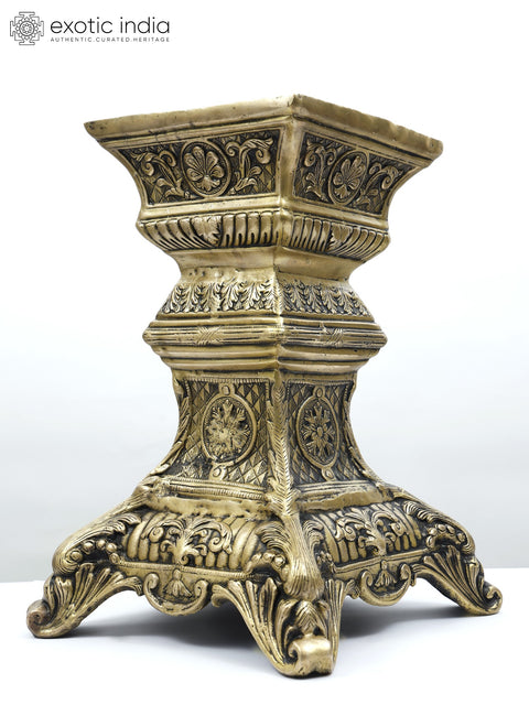19" Designer Column Pedestal in Brass
