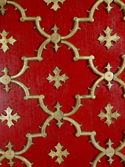 48" Large Brass Floral Design Wooden Frame | Wall Hanging
