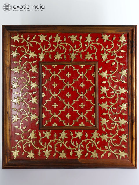 48" Large Brass Floral Design Wooden Frame | Wall Hanging