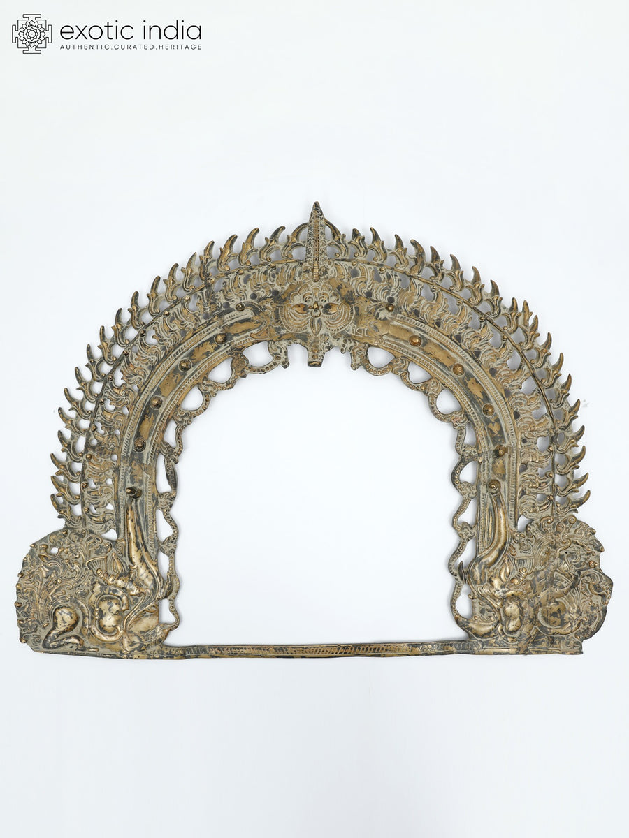 31" Large Brass Kirtimukha Prabhavali Wall Hanging for Pooja