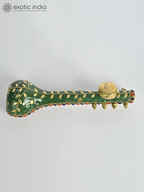 8" Small Veena in Brass with Inlay Work | Musical Decor