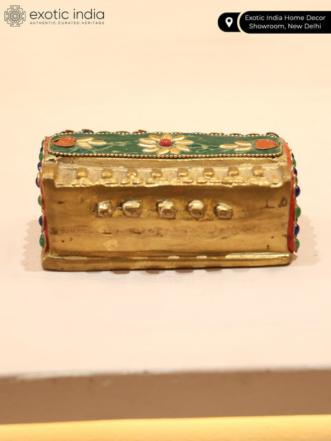 4" Small Brass Decorative Harmonium with Inlay Work | Musical Decor