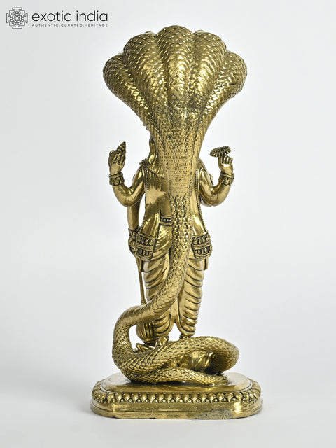 Superfine Standing Lord Vishnu Brass Statue Under Sheshnag