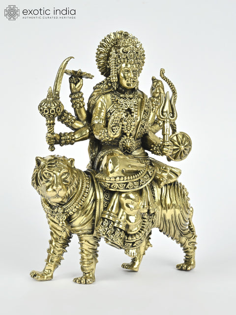 6" Small Superfine Goddess Durga (Sherawali Maa) | Brass Statue