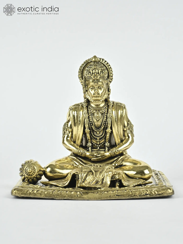 4" Handmade Shri Ram Bhakt Hanuman Brass Statue for Pooja