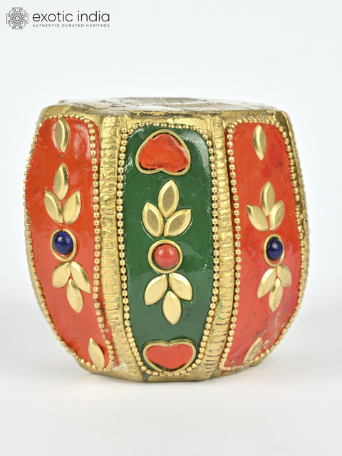 3" Small Pair of Decorative Tabla Showpieces | Brass with Inlay Work | Musical Decor