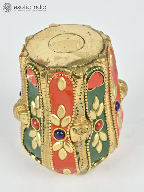 3" Small Pair of Decorative Tabla Showpieces | Brass with Inlay Work | Musical Decor