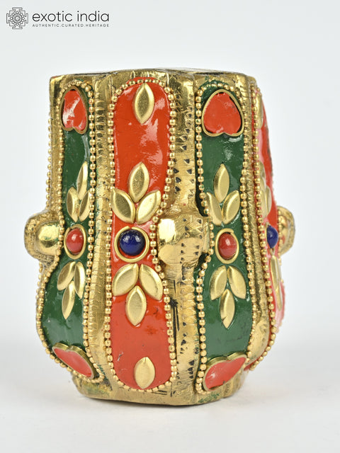 3" Small Pair of Decorative Tabla Showpieces | Brass with Inlay Work | Musical Decor