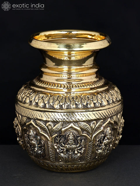 Superfine Ashtalakshmi Kalash in Brass | Multiple Sizes