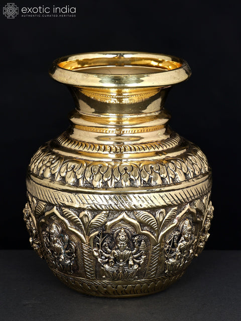 Superfine Ashtalakshmi Kalash in Brass | Multiple Sizes