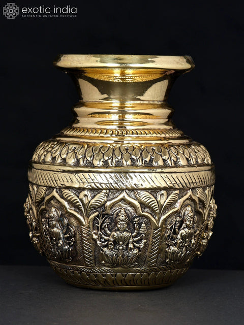 Superfine Ashtalakshmi Kalash in Brass | Multiple Sizes