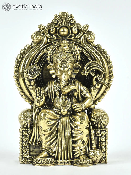 Small Superfine Lalbaugcha Raja Ganesha Handmade Brass Statue